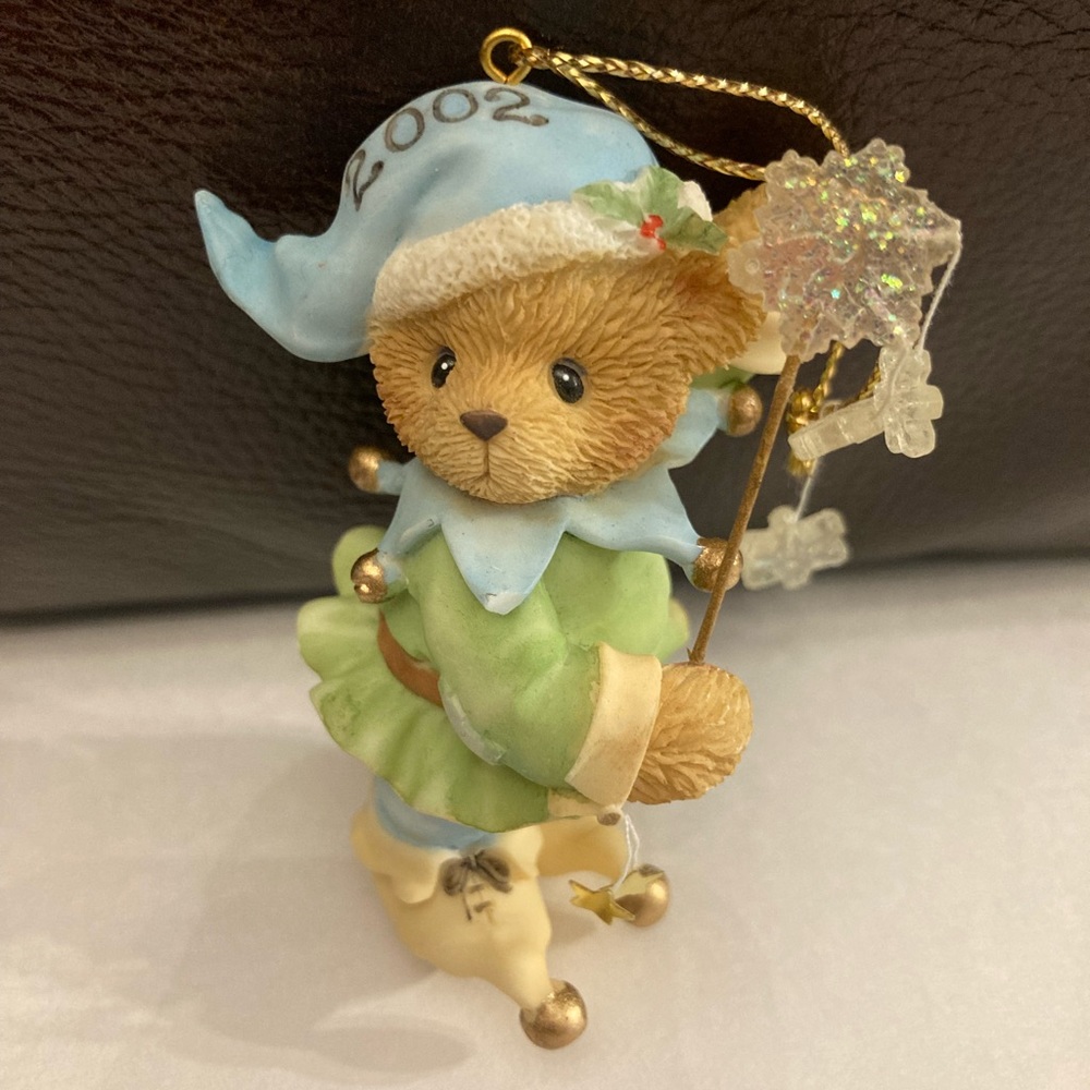 (3 for $40) CHERISHED TEDDIES Snowflake Wand Teddy Ornament Dated 2002